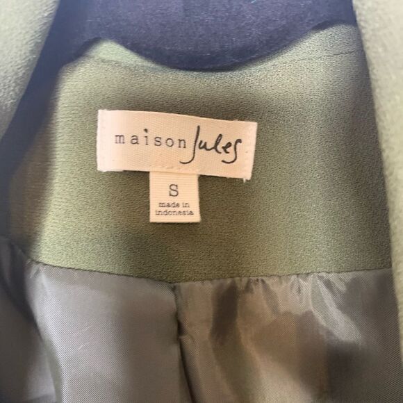 Maison Jules Green Open Front Military Blazer S - Picture 3 of 6